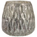 BigBuy Teelichthalter Glas grau 11 x 11 x 11 cm