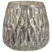 BigBuy Teelichthalter Glas grau 11 x 11 x 11 cm