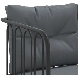 vidaXL Gartensofa in L-Form mit Kissen Schwarz Stahl und Textilene