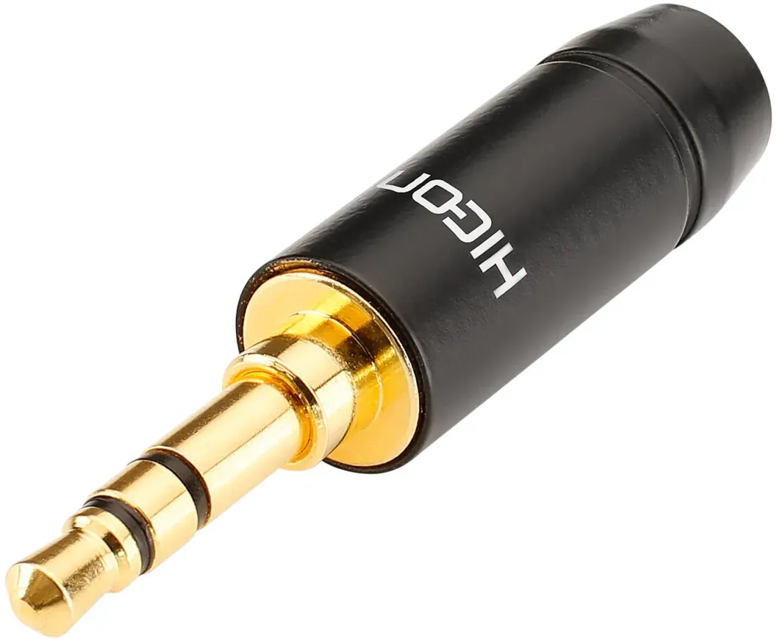 HICON Klinke (3,5mm) 3-pol Aluminium-Stecker, Pin echtvergoldet, gerade, schwarz