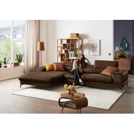 W.Schillig Ecksofa "piedroo, Designsofa mit tollem Sitzkomfort, bequem und elegant, L-Form", braun (chocolate s37), B:343cm H:70cm T:193cm, Stoff S37 (100% Polyester): Luxus-Microfaser in Lederoptik, Sofas, Ecksofa, Kopfteilverstellung, wahlweise mit