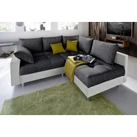 COLLECTION AB Ecksofa Antonia L-Form, mit Federkern und zusätzlichem Hocker grau|schwarz