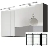 Lomadox 3D-Spiegelschrank 120cm in graphit APIA-03 mit LED-Aufbauleuchte, b/h/t ca. 120/64-69/20 cm