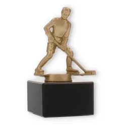 Pokal Metallfigur Eishockey goldmetallic auf schwarzem Marmorsockel 12,6cm