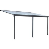 Aileenstore Terrassenüberdachung Aluminium 495 cm als Bausatz Sichtschienen und Hohlkammerplatten Grau