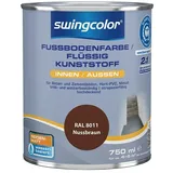 swingcolor 2in1 Flüssigkunststoff / Fußbodenfarbe RAL 8011 6151.D750.8011 (Nussbraun, 750 ml, Seidenmatt)