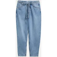 Tom Tailor DENIM Damen TTADEA BARREL Jeans mit Gürtel, blau, Uni, Gr. L