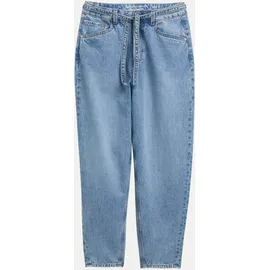 Tom Tailor DENIM Damen TTADEA BARREL Jeans mit Gürtel, blau, Uni, Gr. L