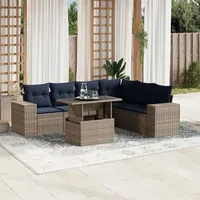 vidaXL Gartensofa-Set 7-tlg. grau