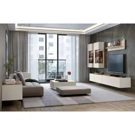 PLACES OF STYLE Couchtisch PLACES OF STYLE "Sky45", beige (cashmere farbe), B:90cm H:36cm T:90cm, Tische, Couchtisch, Mit Rollen, lackiert mit wasserbasiertem UV-Lack