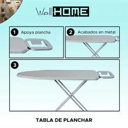 WellHome - Zusammenklappbares Bügelbrett aus Metall 128x34x66 cm