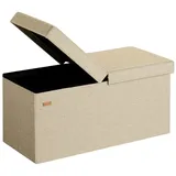 CASARIA Sitzbank mit Stauraum Faltbar Gepolstert Deckel Schlafzimmer Wohnzimmer Flur Sitztruhe Truhenbank Polsterbank L - Beige 80x40x40cm Leinen Optik