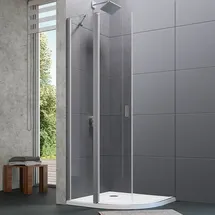 Hüppe Design pure Schwingtür mit Festfeld links 80 x 210 cm silber/transparent 8P1713087321