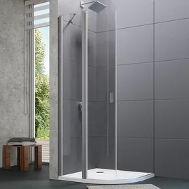 Hüppe Design pure Schwingtür mit Festfeld links 80 x 210 cm silber/transparent 8P1713087321