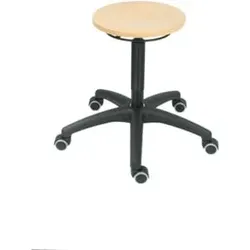 STIER Arbeitshocker mit Rollen, 430 - 620 mm Sitzhöhe, Buche, natur