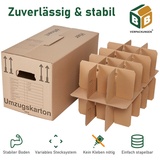 BB-Verpackungen Umzugskarton Gläserkarton inkl. Einsatz für 30 Gläser, 2-wellig, 600 mm x 330 mm x 340 mm, 5 Stück braun