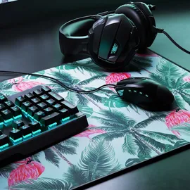 CSL Gaming Mauspad, XXL, 900 x 400 x 3 mm, Schreibtischunterlage, extralarge, waschbar, Flamingos