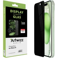 Artwizz PrivacyGlass Schutzglas kompatibel mit iPhone 15 - Displayschutz mit Anti-Spy/Blickschutz-Funktion