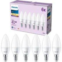 Philips LED Lampe 929003541136 4,9 W E14 warmweiß 6 St.