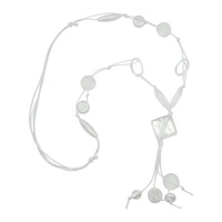 Gallay Perlenkette Y-Form Kunststoffperlen weiß Viereckperle Kordel weiß 90cm (1-tlg) weiß