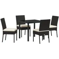 VidaXL 5-teiliges Garten-Esszimmer Set Schwarz Poly-Rattan