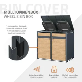ML-Design Mülltonnenbox 2er Anthrazit-Lärchenoptik 132x80x116,3 cm