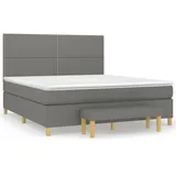 vidaXL Boxspringbett mit Matratze Dunkelgrau 160x200 cm Stoff