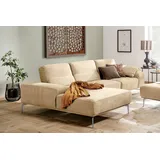 W.Schillig Ecksofa run, Designsofa mit tollem Sitzkomfort, bequem, L-Form, mit elegantem Holzsockel, Füße in Chrom glänzend, Breite 319 cm braun