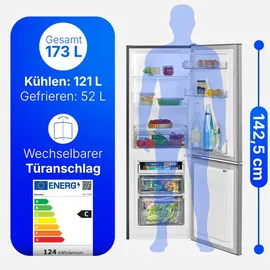 Bomann KG 7359 Kühl-Gefrierkombination (173 l, 1430 mm hoch, Edelstahl)