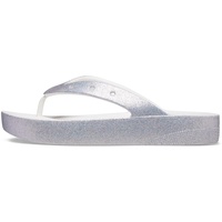 Crocs Women's Classic Flip Flops | Platform Shoes Wedge Sandal, White/Glitter, 7 - 38 EU
