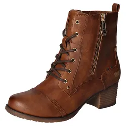 Schnürstiefelette MUSTANG SHOES Gr. 39, braun (cognac-used) Damen Schuhe Stiefelette, Herbstschuh mit Zierreißverschluss außen