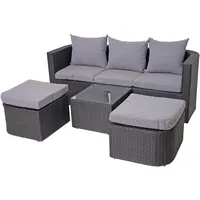 Mendler 3in1 HWC-J37 Lounge-Set anthrazit/hellgrau