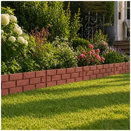 Hti-Living Beeteinfassung Steinmauer 45 x 29 cm 4 Stück rot