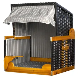 Mr. Deko bene living Hundestrandkorb - gestreift/anthrazit - PE schwarz - inkl. Schutzhülle