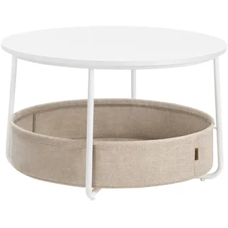VASAGLE Couchtisch mit Stauraum 75 cm x 75 cm x 45 cm Weiß-Braun