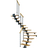 DOLLE Mittelholmtreppe Cork (Breite: 75 cm, 1/2-gewendelt, Anthrazitgrau, Farbe Stufen: Eiche, Natur, Geschosshöhe: 259 – 315 cm)