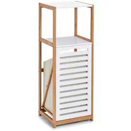 Zeller Standregal mit Wäschesammler Bamboo & White 98 cm x 33 cm x 36,3 cm Weiß