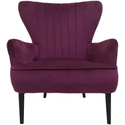 Mendler Lounge-Sessel HWC-K37, Cocktailsessel Polstersessel Sessel, Samt ~ bordeaux