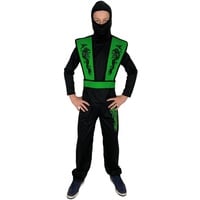 Foxxeo grünes Ninja Kostüm für Jungen - Größe 110-152 - grüner Ninja Kämpfer für Kinder Fasching Karneval, Größe:134/140