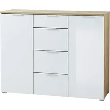 Germania Sideboard Telde Glas Weiß, Braun Weiß / Eiche
