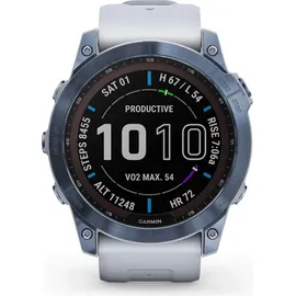 Garmin Fenix 7 Sapphire Solar blaues DLC-Titan mit steinweissem Armband