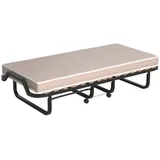 KOMFOTTEU Gästebett Klappbett mit Metallgestell & Memoryschaum-Matratze, 80×200cm, Beige beige|gelb