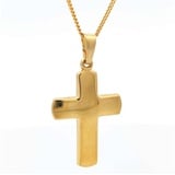 HOPLO Kreuzanhänger Anhänger Kreuz 585 Gold mit massiver Goldkette 1,1 mm, Made in Germany 60 cm