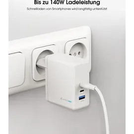 Xlayer Powercharger 140W mit 2x USB-C, Schnellladegerät I PD I GaN, schwarz