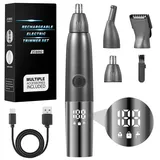 Brencco Nasenhaartrimmer Herren, 4 in 1 Nasenhaartrimmer Herren Frauen Nasenhaarschneider USB Wiederaufladbar Nasentrimmer IPX7 Wasserdichte Nose Hair Trimmer für Nase, Ohren, Augenbrauen, Gesicht