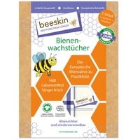 beeskin Bienenwachstuch 2er Set zum Frischhalten & Aufbewahren von Lebensmitteln – Größe: M, 25x25 cm & L, 35x35 cm, 2 Stück (Kitchen Towel)