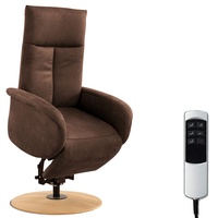 CAVADORE TV-Sessel Juba / Fernsehsessel mit Aufstehhilfe + elektrisch verstellbarer Relaxfunktion / 2 E-Motoren / 75 x 112 x 82 / Lederoptik, Dunkelbraun