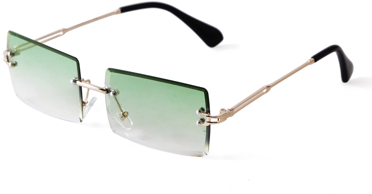 ADEWU Rechteckige Randlose Sonnenbrille Damen Herren Retro Brille Vintage UV400 Unisex Ultra-Leicht