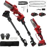 2-in-1 Akku Teleskop Hochentaster & 6 Zoll Mini Kettensäge mit 2×2.0Ah Akku, Kompatibel mit Makita 18V, Bürstenloser Elektro Astschere, Arbeitshöhe bis 4.2 Meter, Astsäge für Holzschneiden