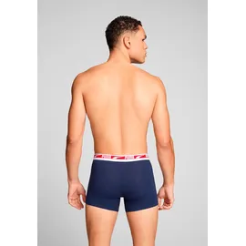 Puma Boxershorts PUMA "PUMA MEN EVERYDAY MULTI LOGO BOXERS 2P", Herren, Gr. S, blau (navy combo), Single Jersey, Obermaterial: 95% Baumwolle, 5% Elasthan, körpernah, Unterhosen, Komfortabler Logobund